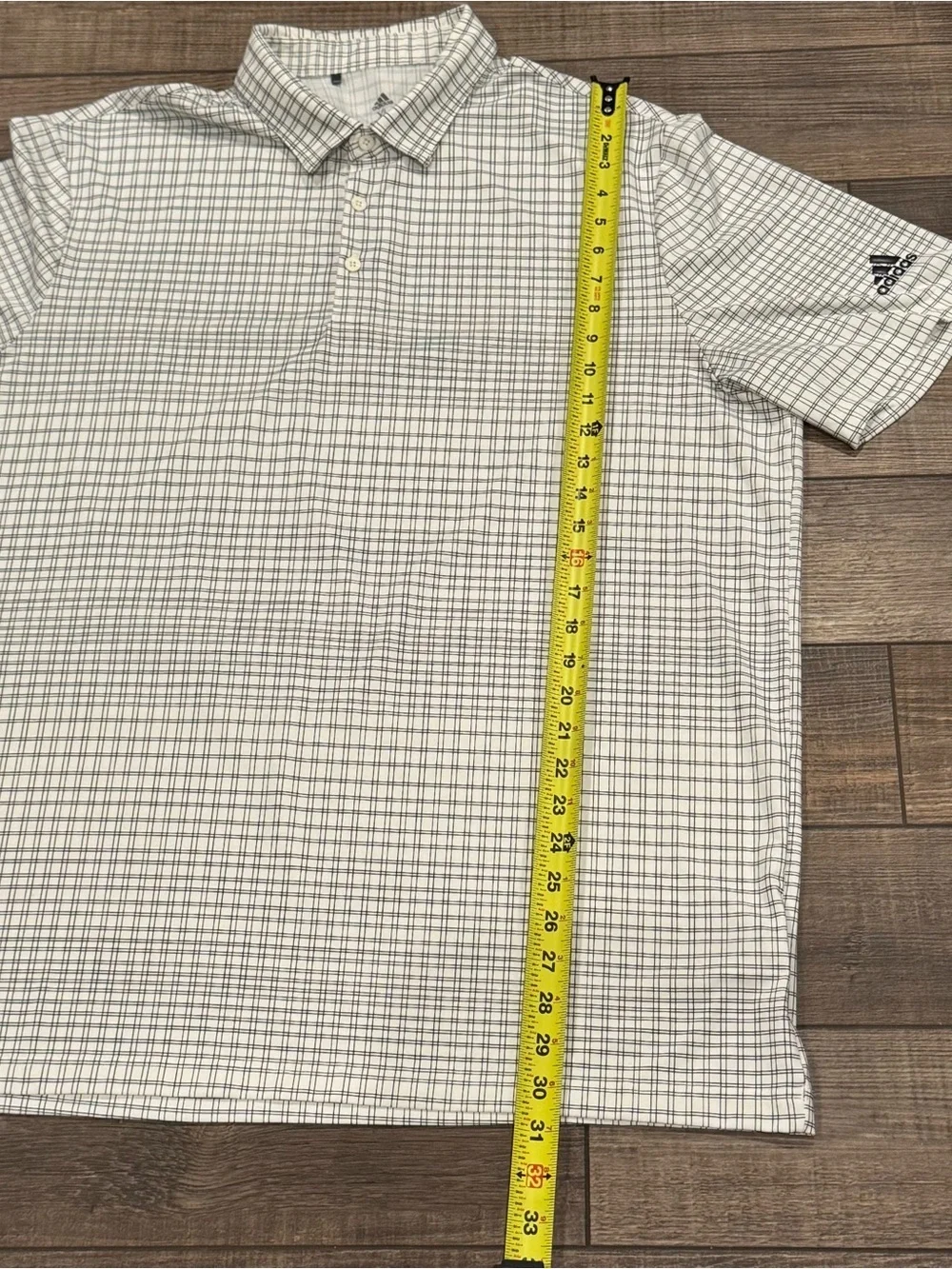 Adidas Polo Shirt Mens XL Plaid Primegreen Solid Golf Performance Top Casual